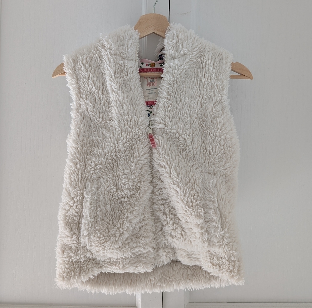 Mini Boden Floral Fleece Hooded Vest